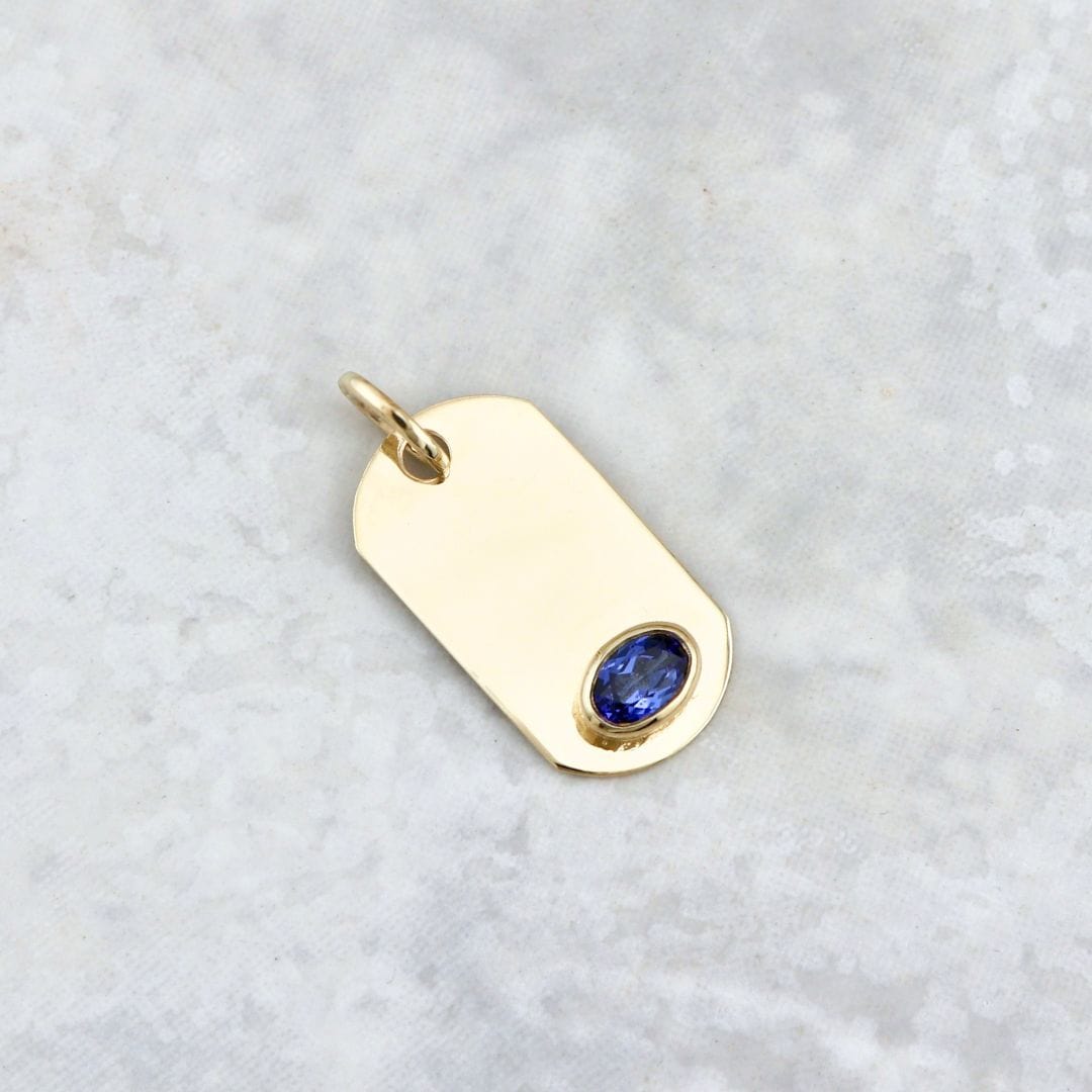 Mathieu Blanchard Collier Pendentif Plaque en or 14K - 18K ou platine et Saphir