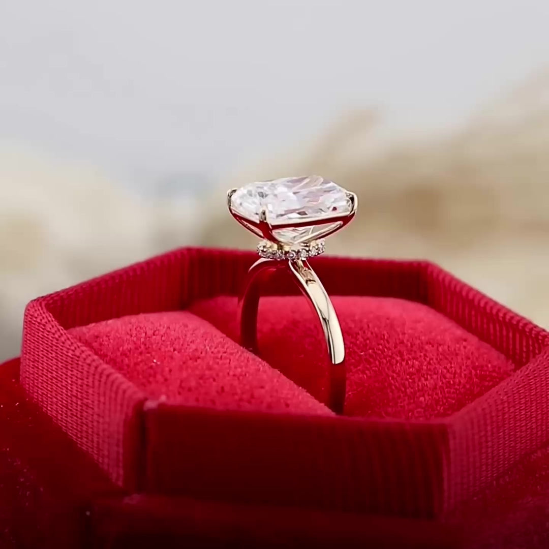 Bague Solitaire Halo Diamant Radiant 3,8 ct