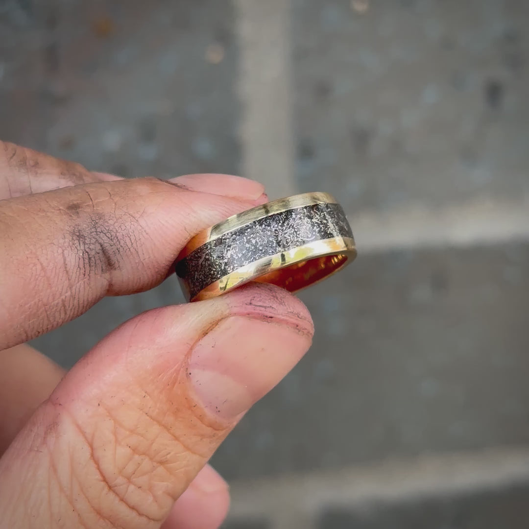 Meteorite Sterling Silver, 14K - 18K Gold Ring