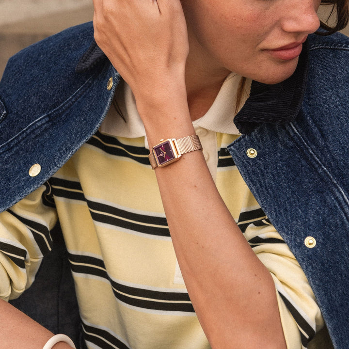 Montre Charlie Paris MONCEAU Or Rosé &amp; Bordeaux 36 mm