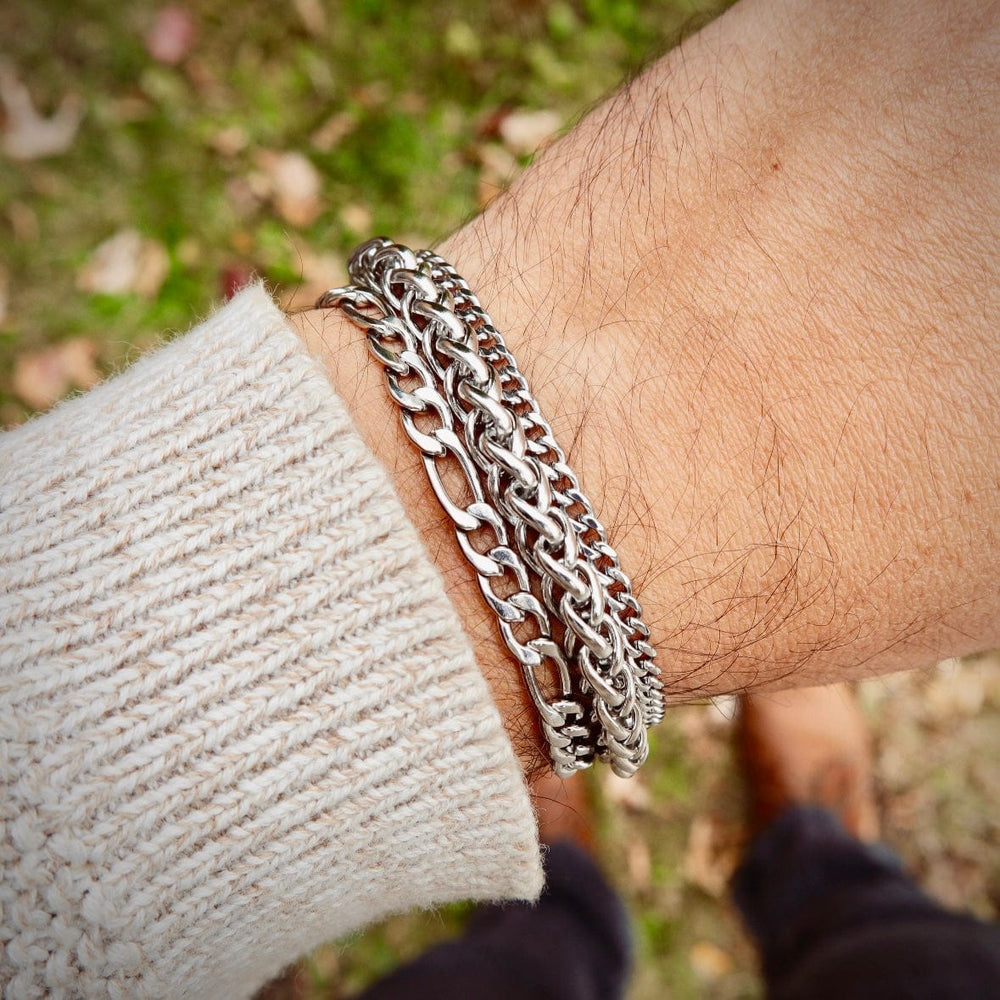 Trio de bracelets La Force en acier inoxydable Mathieu Blanchard Bracelets Acier inoxydable PTRM14275S Trio de bracelets Figaro - Gourmette - Blé en acier inox Mathieu Blanchard Joaillerie