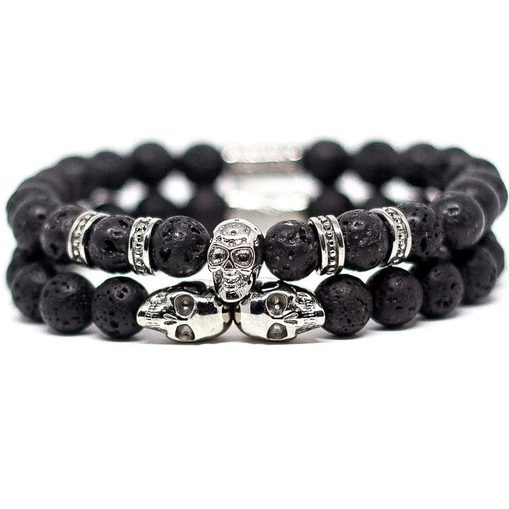 Trio de bracelets Magnum en acier inoxydable SkeletonHD Bracelets Acier inoxydable Trio de bracelets Magnum - Pierre de lave | Mathieu Blanchard Mathieu Blanchard Joaillerie