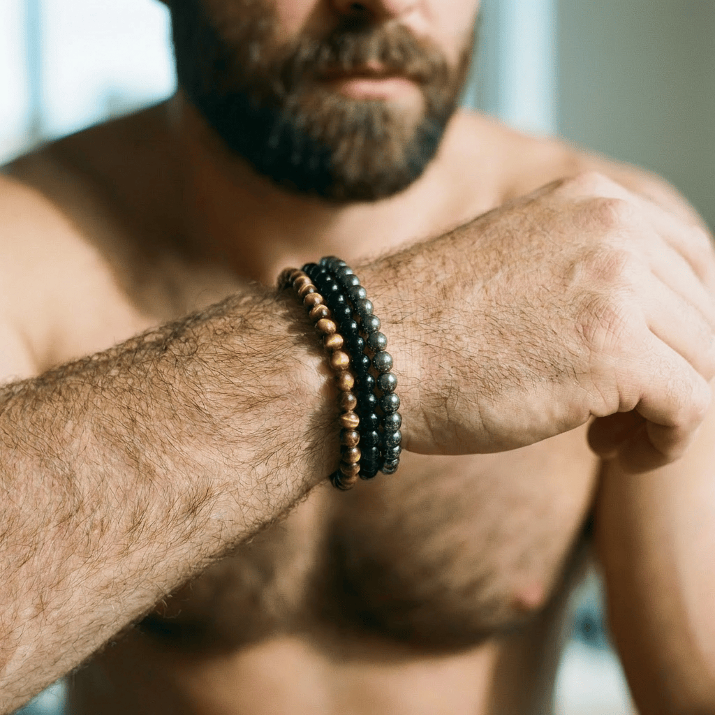 Mathieu Blanchard Bracelets Trio de bracelets Oeil de tigre, Onyx et Hématite