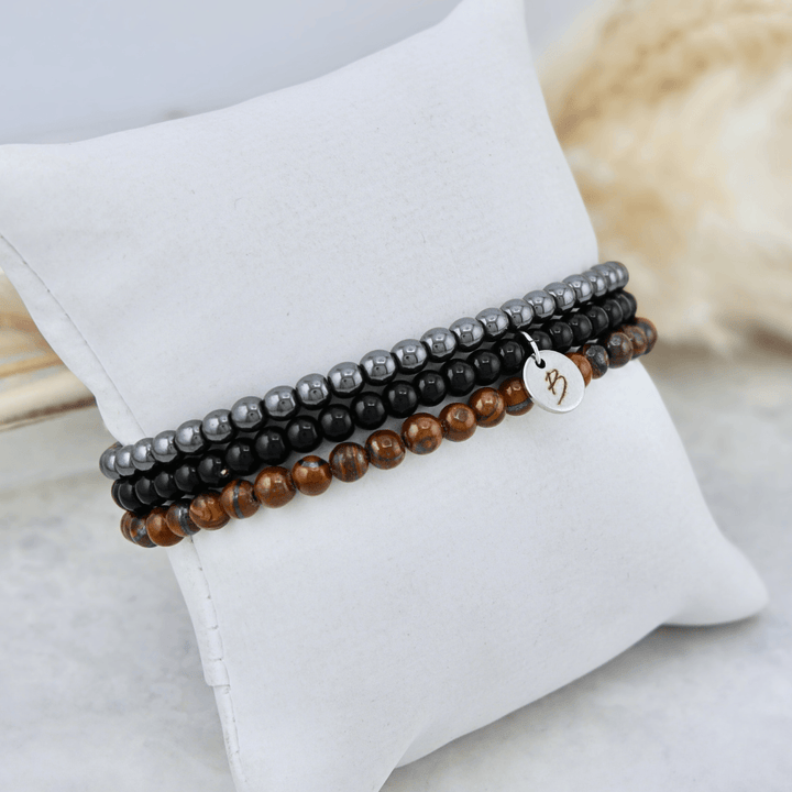 Mathieu Blanchard Bracelets Trio de bracelets Oeil de tigre, Onyx et Hématite