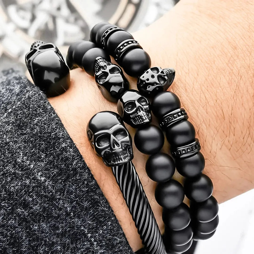 Trio de bracelets Storm en acier inoxydable SkeletonHD Bracelets Acier inoxydable Trio de bracelets Storm pour homme | Mathieu Blanchard Mathieu Blanchard Joaillerie