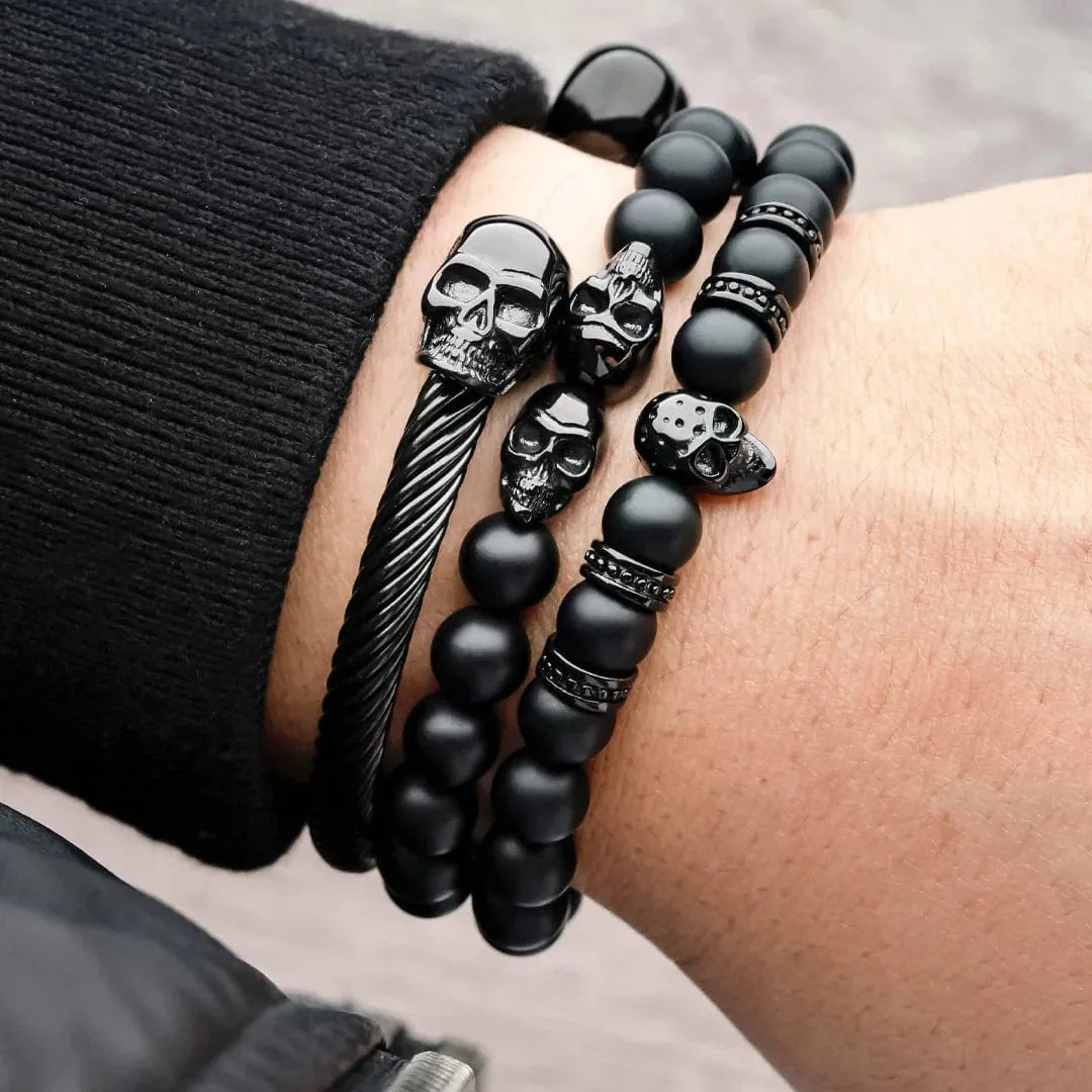 Trio de bracelets Storm en acier inoxydable SkeletonHD Bracelets Acier inoxydable Trio de bracelets Storm pour homme | Mathieu Blanchard Mathieu Blanchard Joaillerie