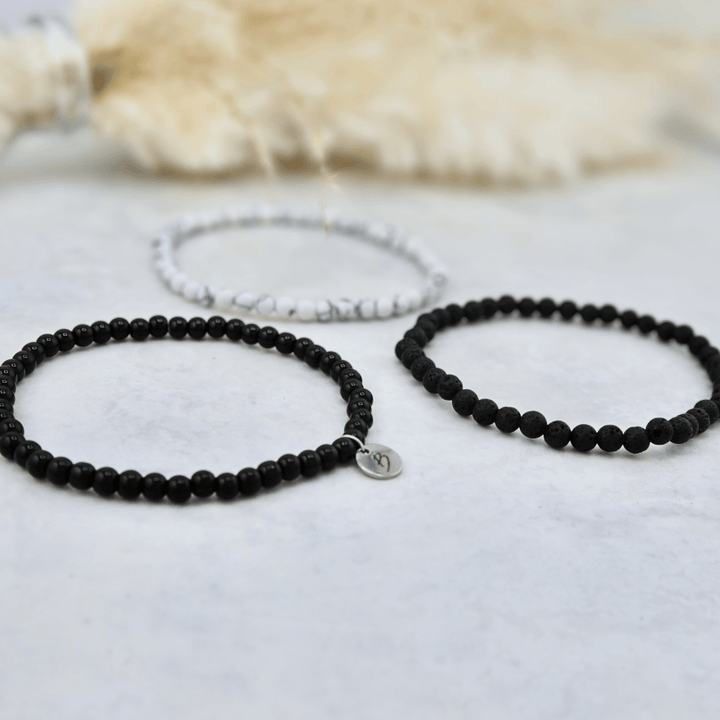 Trio de bracelets Turquoise, Pierre de lave et onyx Mathieu Blanchard Bracelets Acier inoxydable Trio de bracelets Turquoise, Pierre de lave et onyx Mathieu Blanchard Joaillerie