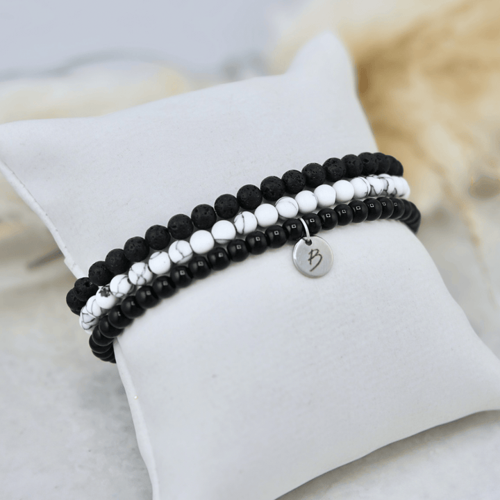 Trio de bracelets Turquoise, Pierre de lave et onyx Mathieu Blanchard Bracelets Acier inoxydable Trio de bracelets Turquoise, Pierre de lave et onyx Mathieu Blanchard Joaillerie