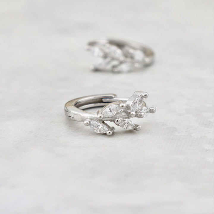 Marquise Sterling Silver Huggies