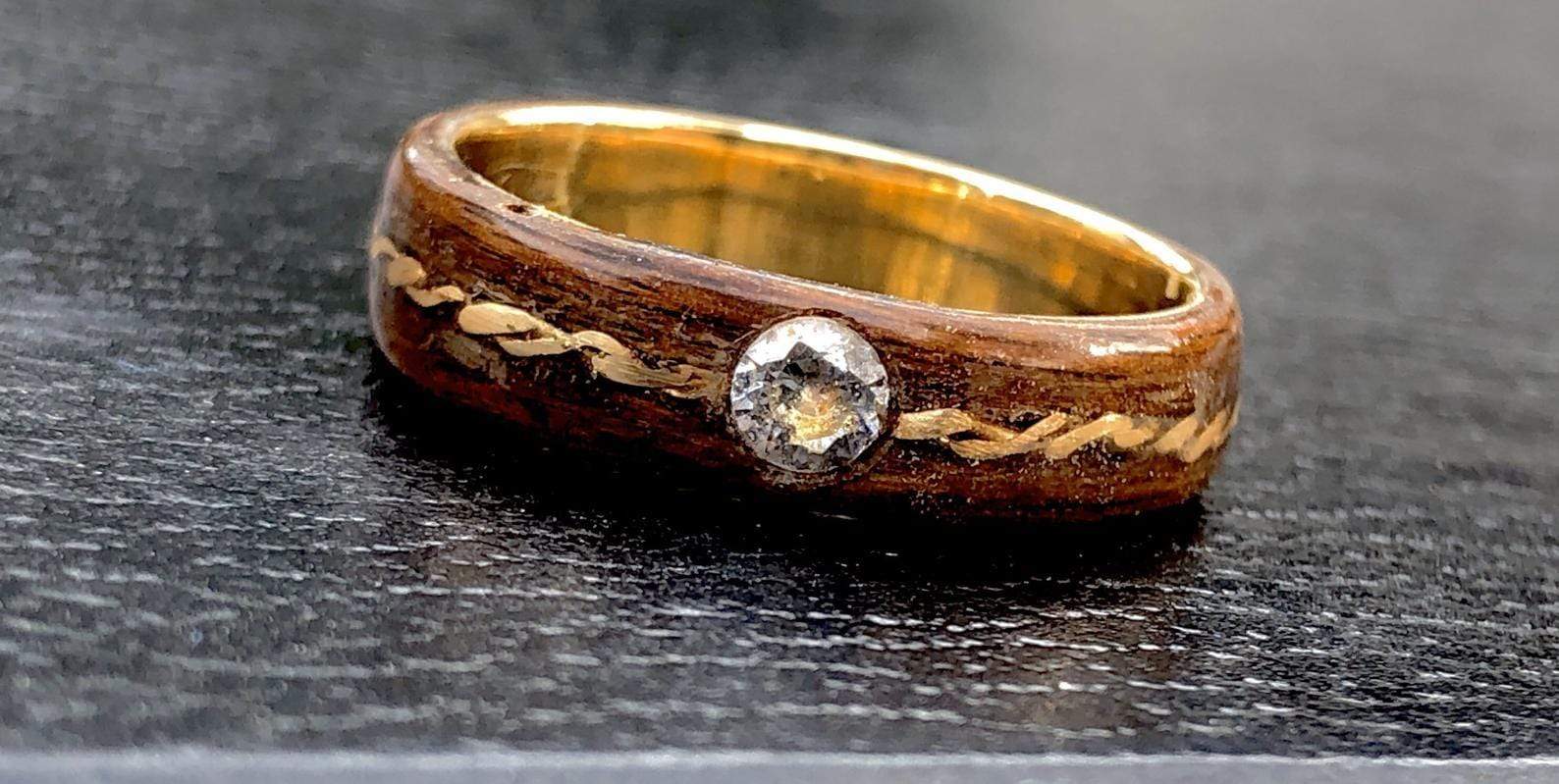 Bague En Bois De Fer Naturel – Fait Main – Alliance Ou Fiançailles Minimaliste – Unique Par Ses Veines – Boîte En Bois Incluse