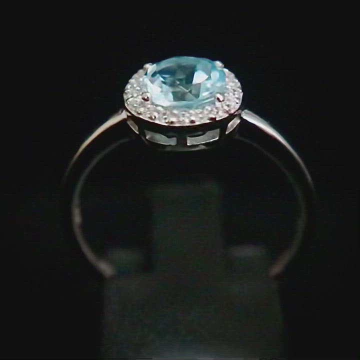 Blue Topaz Ring and CZ Silver 925