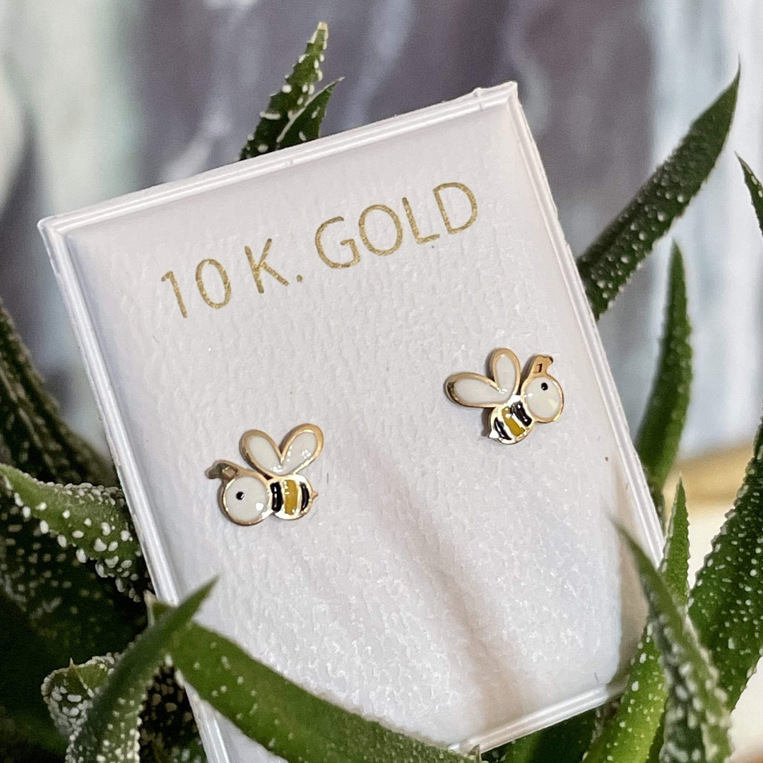 - Boucles d'oreilles Petites abeilles en or 10K