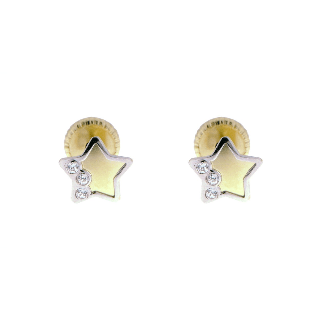 - Boucles d'oreilles Petites étoiles et cz sur or 10K