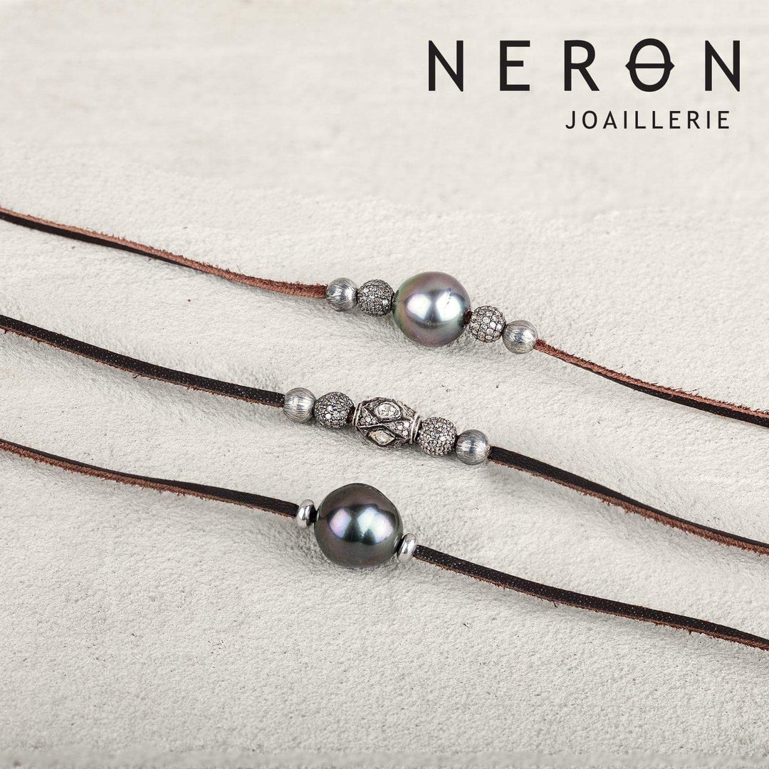 Caroline Néron Collier & bracelet 3 en 1 Poema en argent sterling et perle de Tahiti