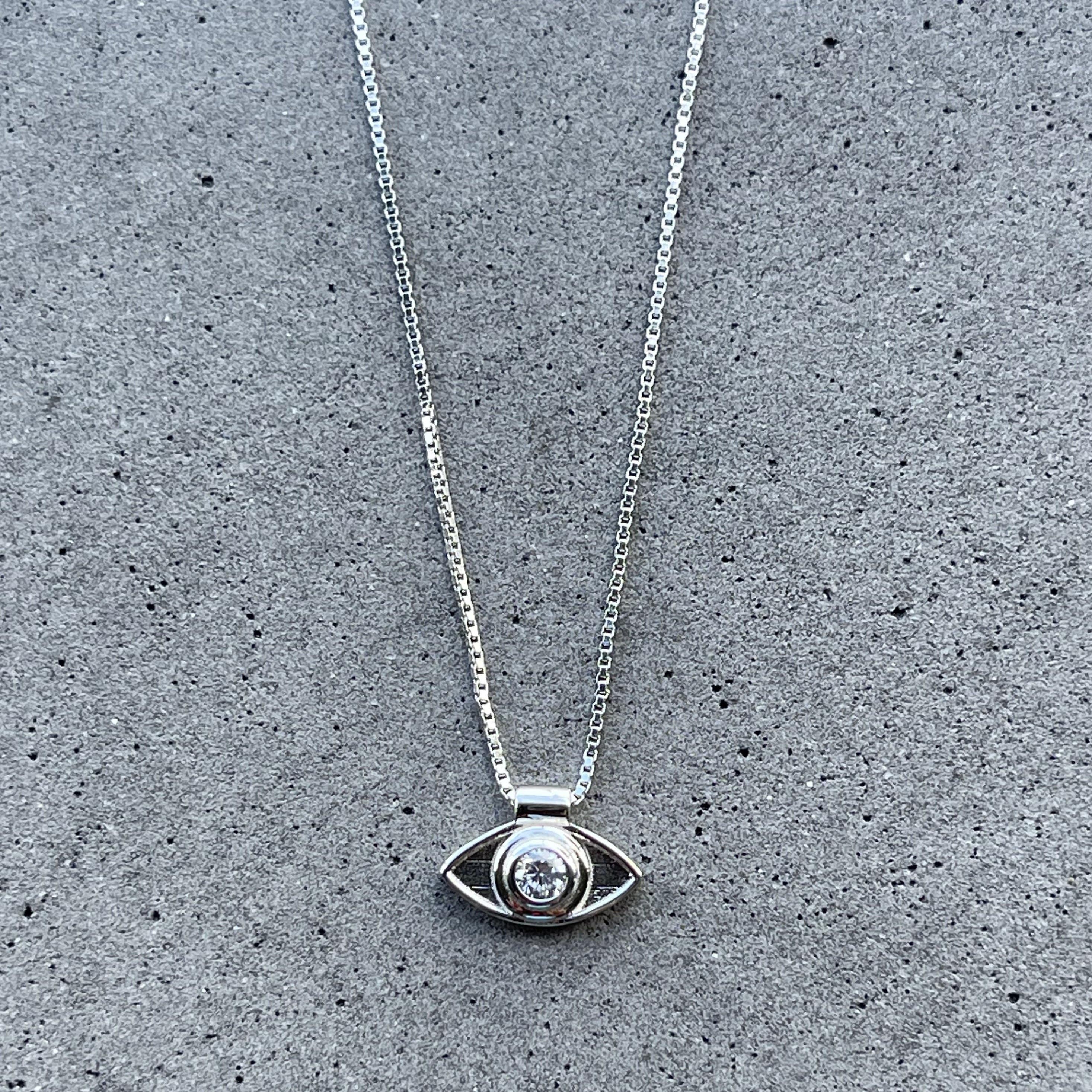 Orecchini Occhio Di Allah In Argento 925 Con Zirconia Cubica - 8x13 Mm, Ipoallergenici, Portafortuna, Regalo