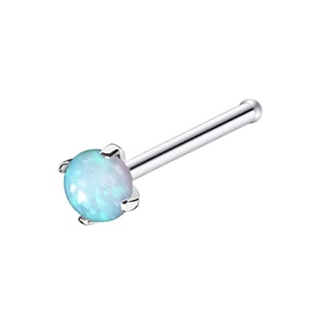 - Droit Piercing de nez opal synthétique sur acier