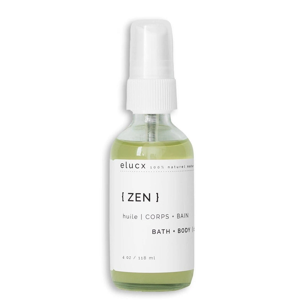 Elucx 2 oz bouteille en verre Huile Bain + Corps (massage) Zen