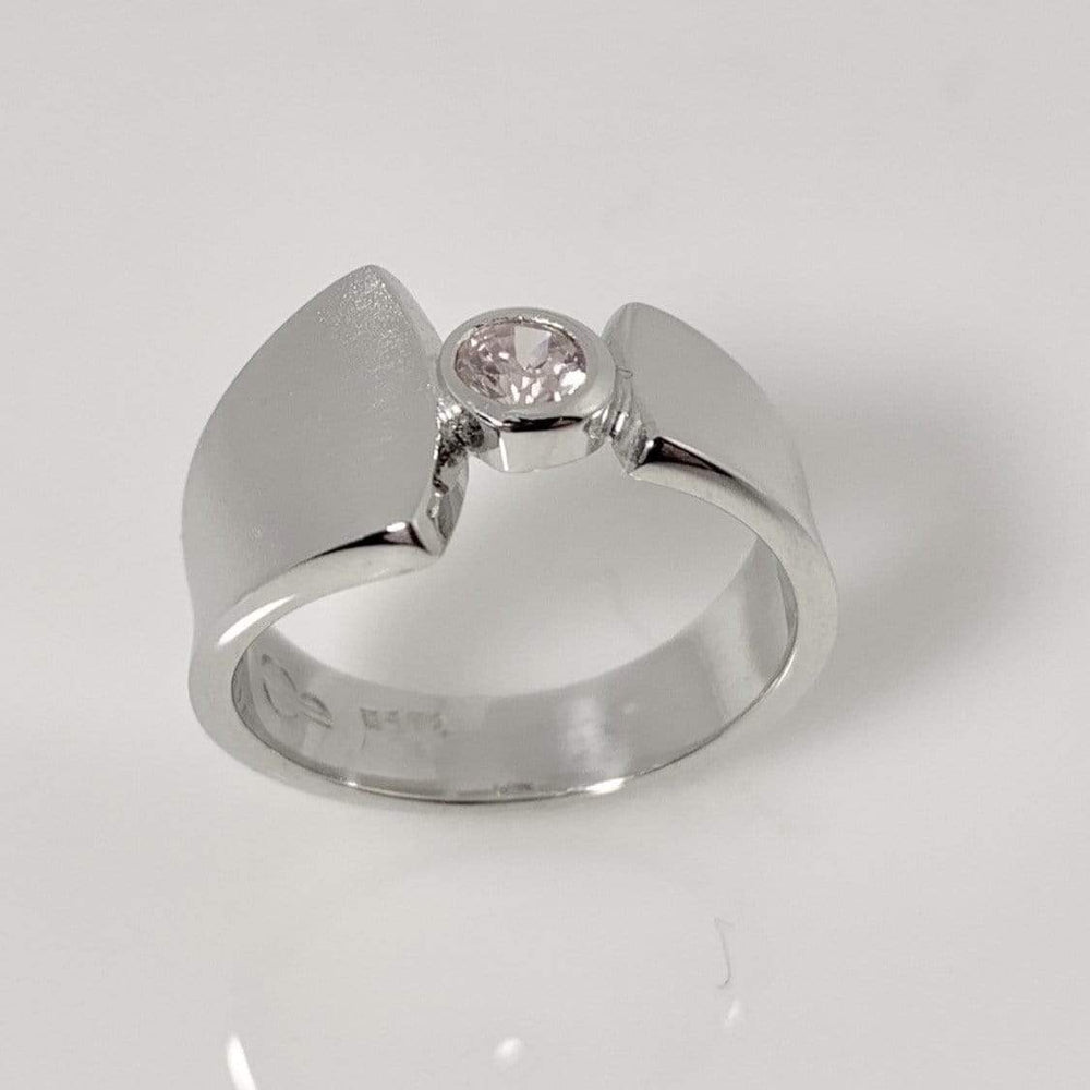 Jean Bastien Bague cz 3mm sur argent plaqué rhodium