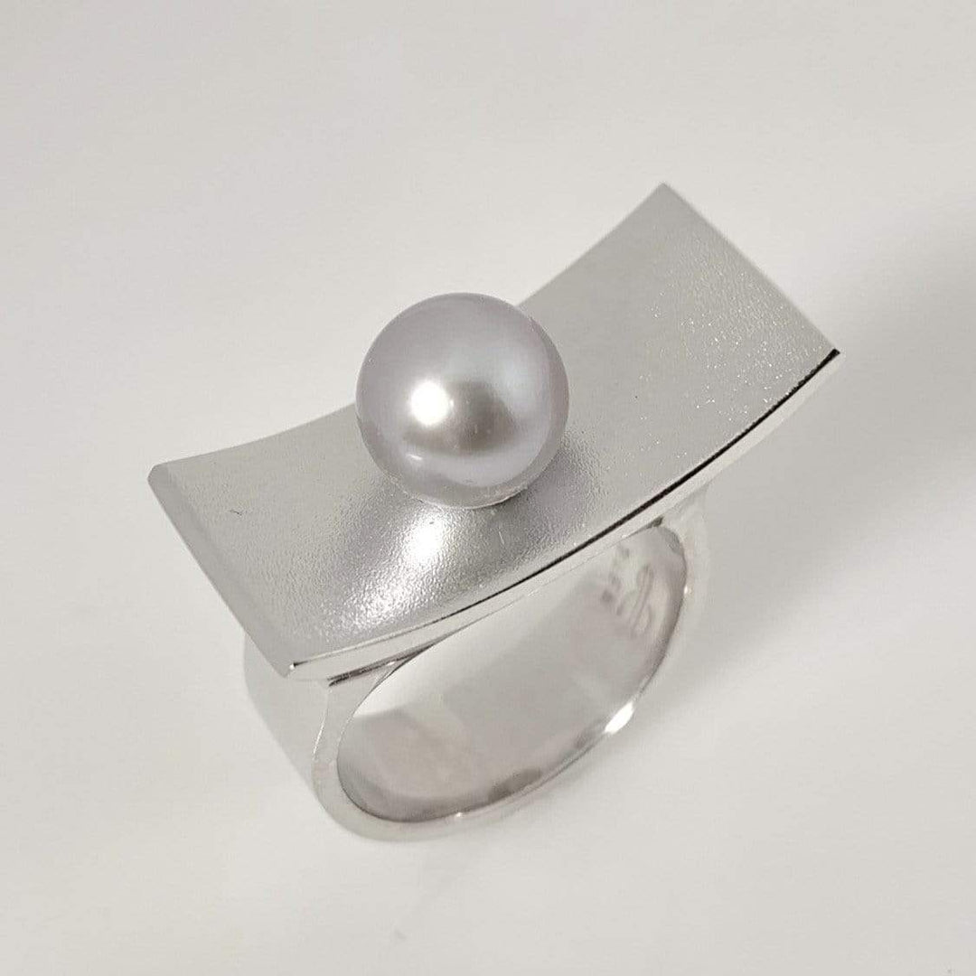 Jean Bastien Bague perle 8mm sur argent plaqué rhodium