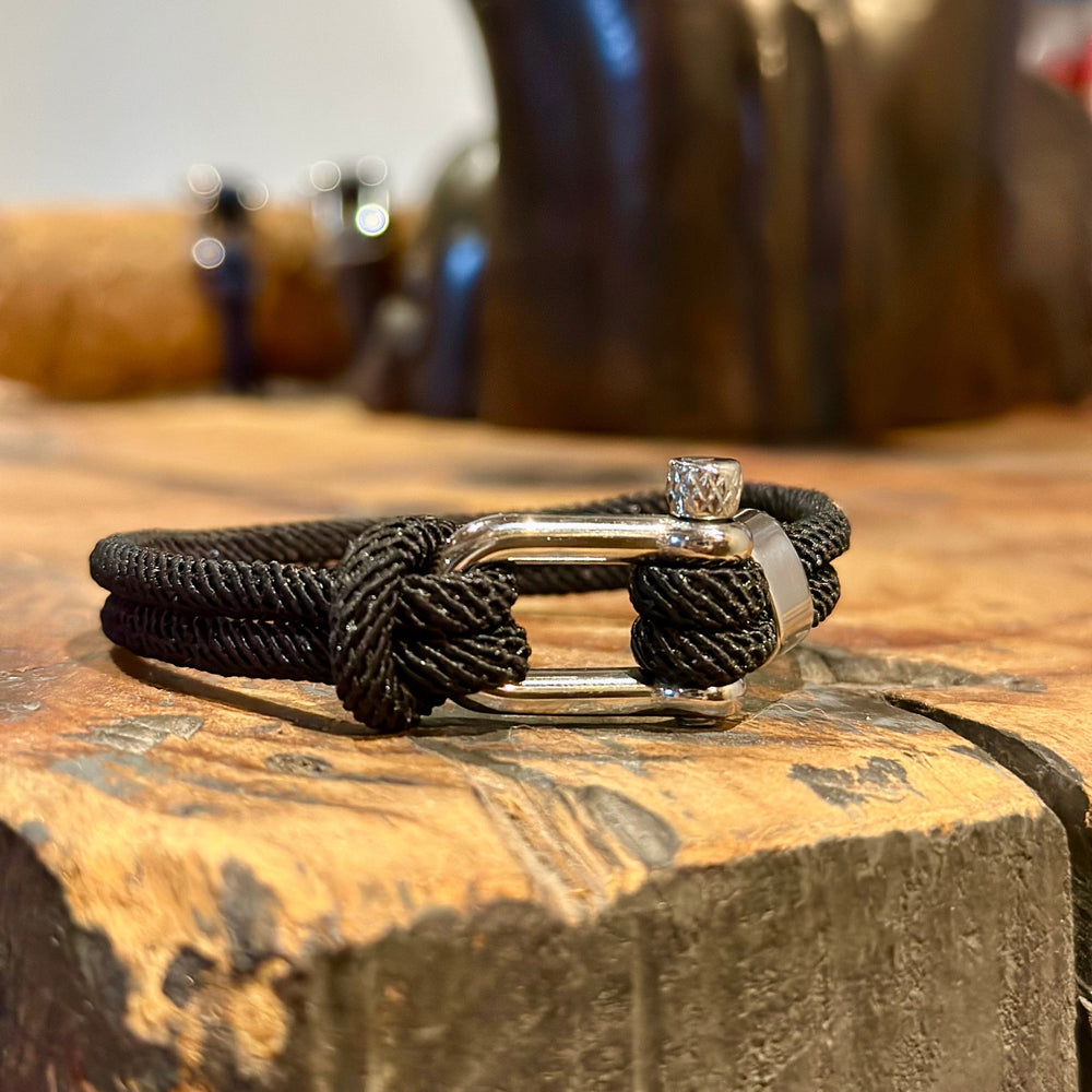 Mathieu Blanchard Bracelets Bracelet Le Nautique en corde noir et acier