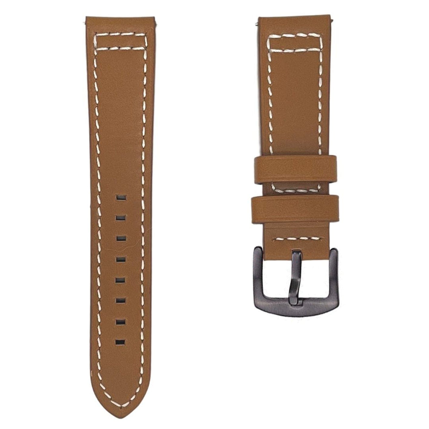 Brown leather watch strap quick release