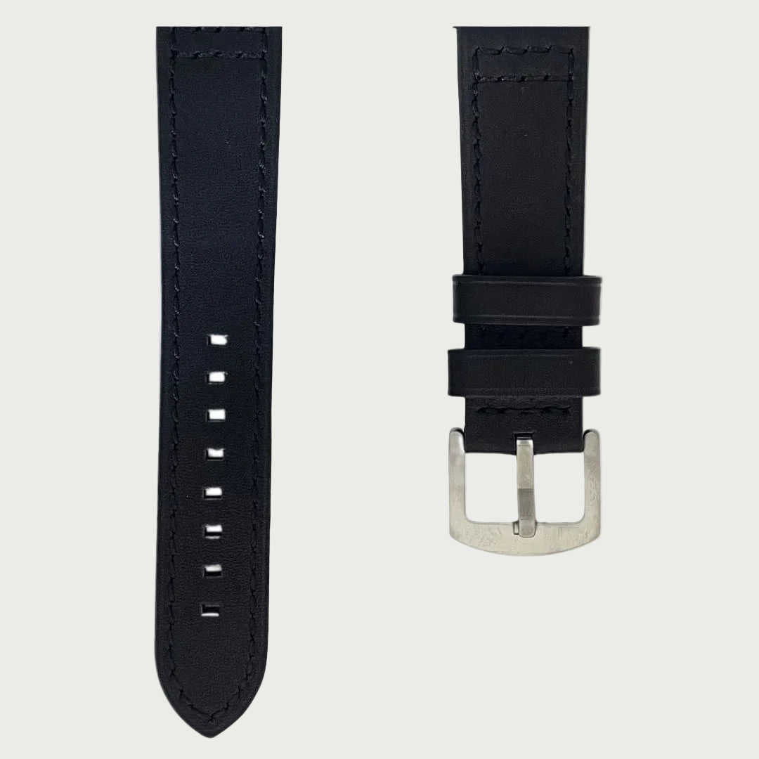 Bracelet De Montre En Cuir Véritable Ciieeo - 14mm Noir, Boucle Ardillon, étanche Et Résistant à La Transpiration - 1