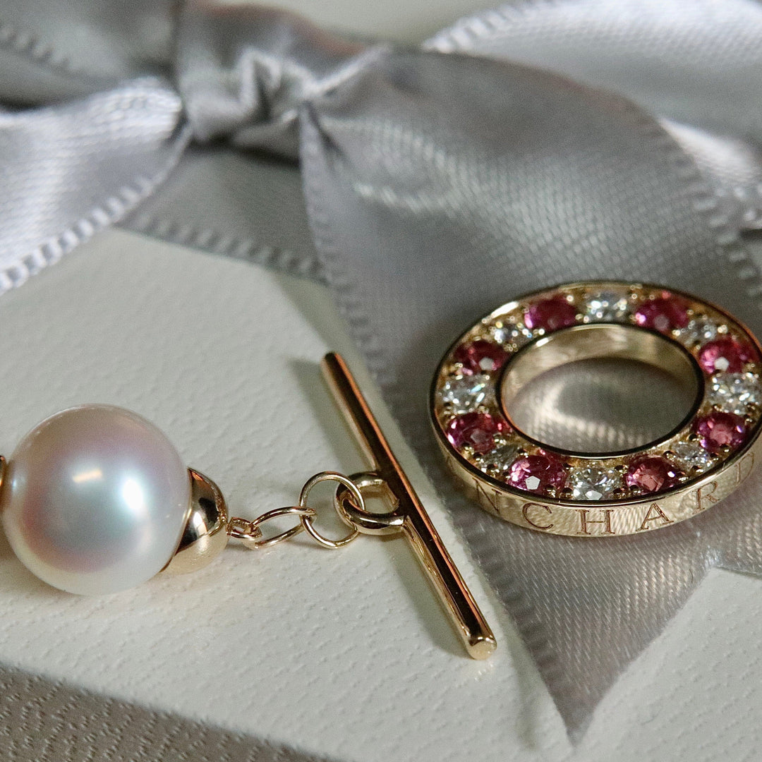 Mathieu Blanchard Colliers Or 14K / 7 pouces Bracelet perles d'eau douce en or jaune 14K serti de tourmalines et diamants