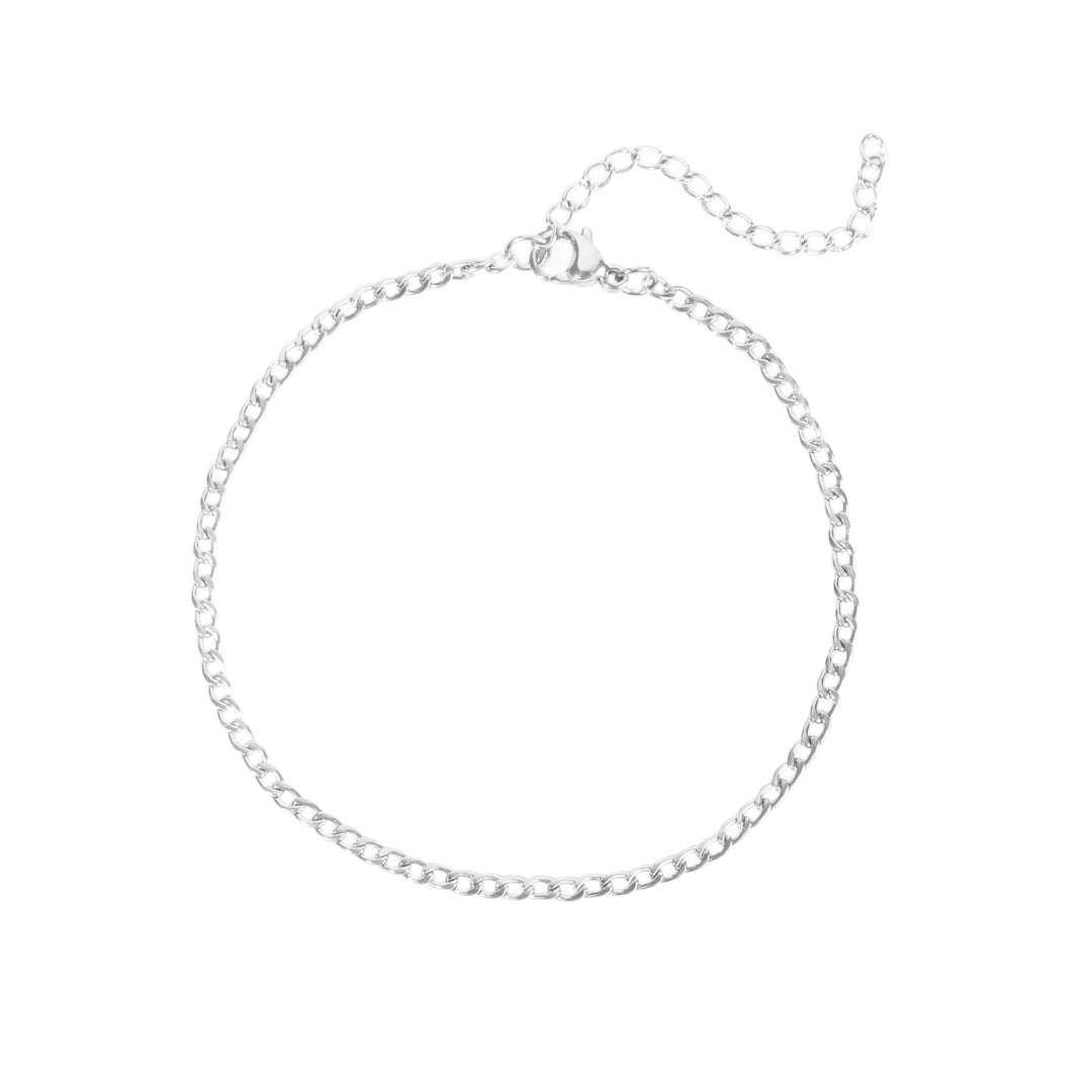 Mia bijoux Bracelets de cheville Bracelet de cheville (23 cm + extension de 5 cm) / Argent Chaine Gourmette - Missy 2.5mm en acier 7, 9 ou 18 pouces