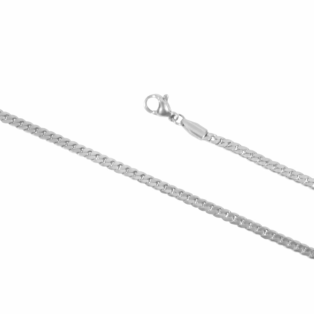 Mia bijoux Bracelets de cheville Chaine Gourmette - Ezra 3 mm en acier 7, 9 ou 18 pouces