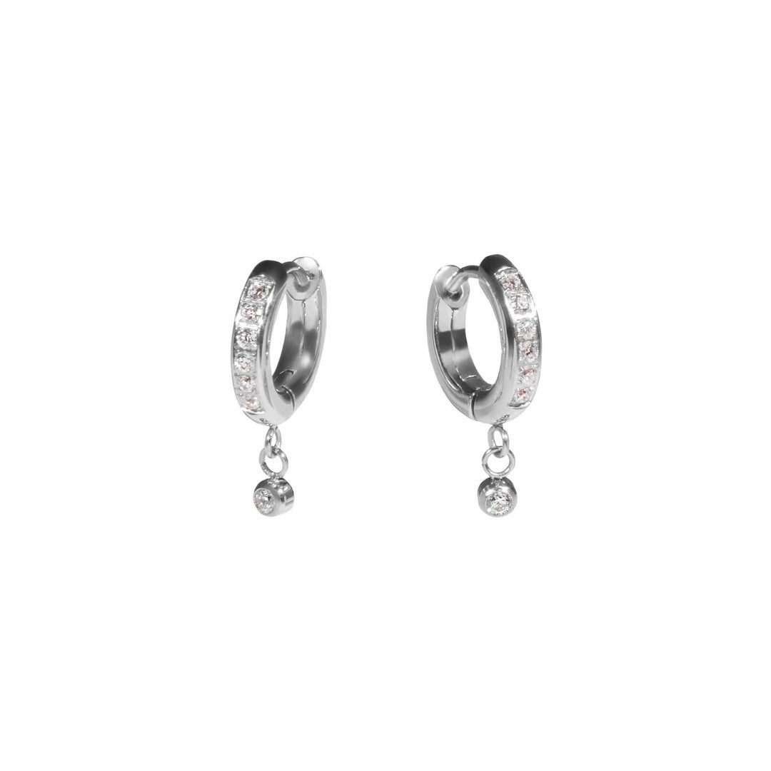 Mia Bijoux Earrings Argent Boucles d'oreilles huggies pendentif cz en acier