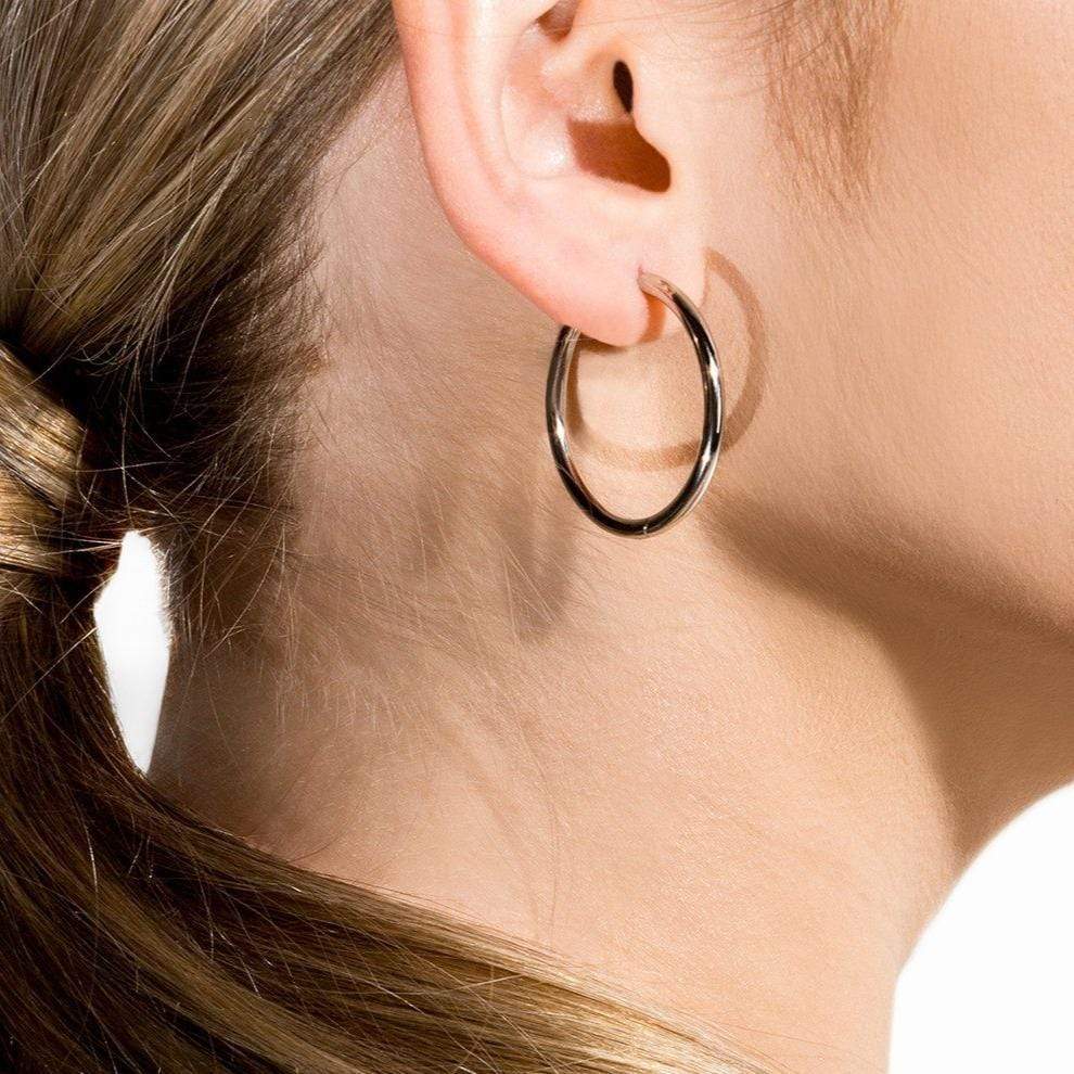 Mia Bijoux Earrings Boucles d'oreilles anneaux noir 20 ou 30 mm en acier