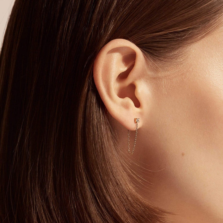 Mia Bijoux Earrings Boucles d'oreilles CZ et chaîne pendante en acier