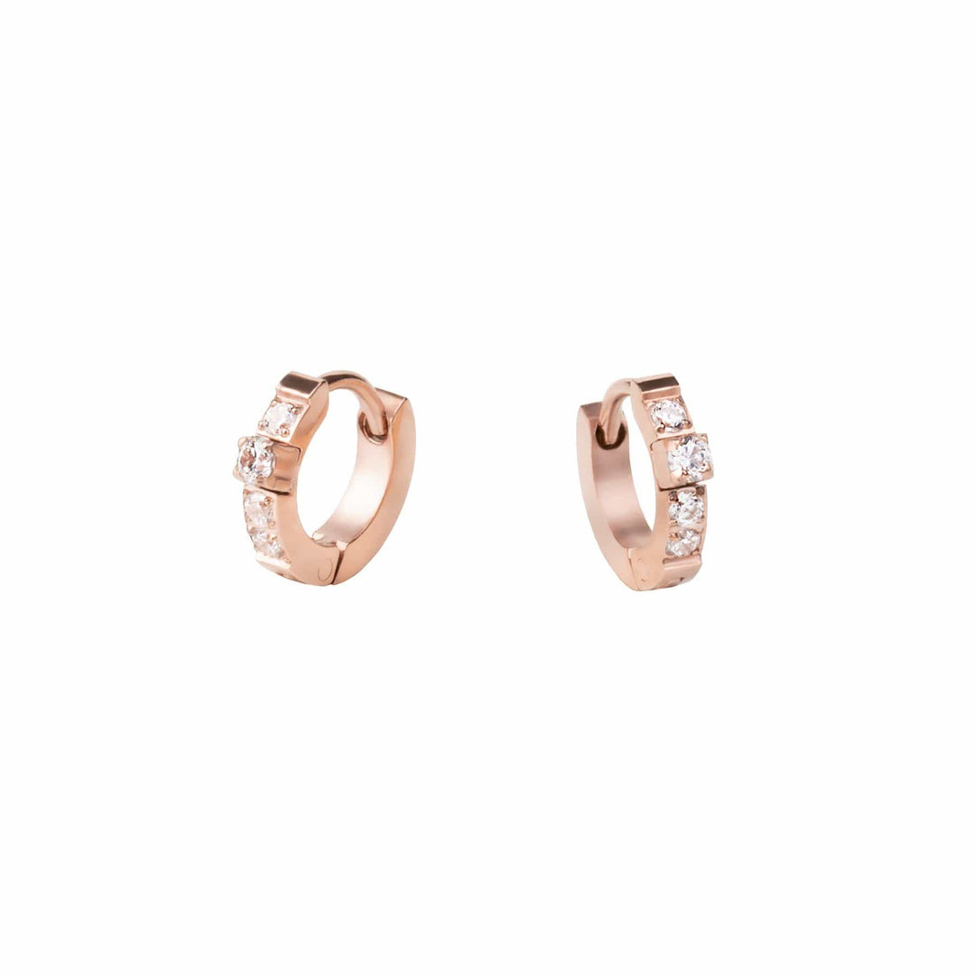 Mia Bijoux Earrings Rosé Boucles d'oreilles Huggies 6mm CZ en acier
