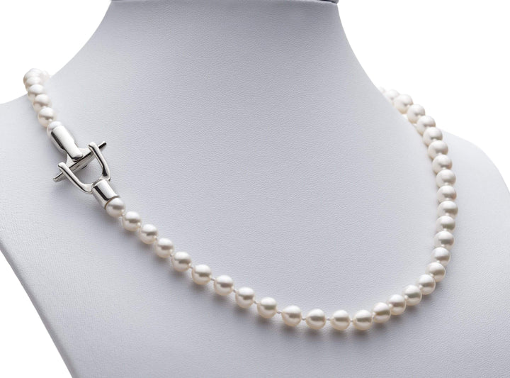 Michaud Michaud Collier de perles blanches, avec fermoir ShikShok en argent