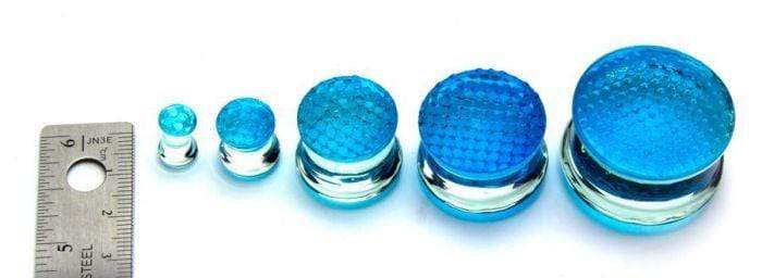 - Plugs Honey Comb en verre bleu