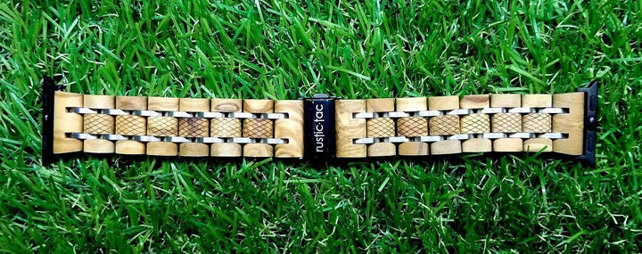 Rustic Tac Bracelet pour Apple Watch en bois et acier