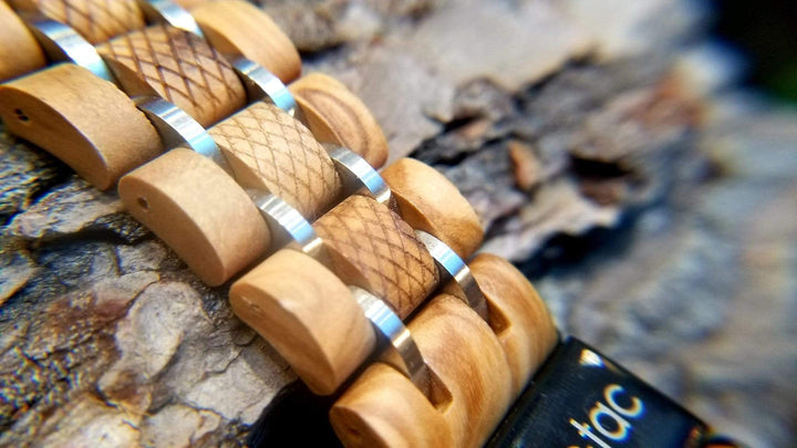 Rustic Tac Bracelet pour Apple Watch en bois et acier