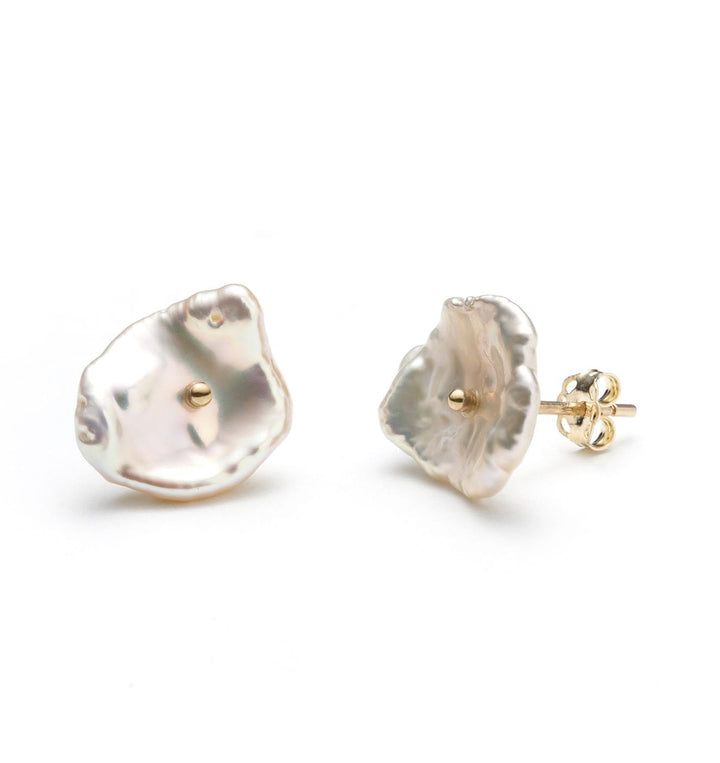 Serafino Boucles d'oreilles avec perles pétales en or jaune 14K