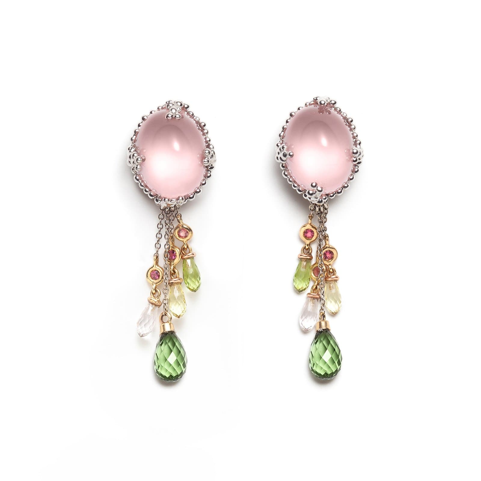 Pink quartz hot sale drop earrings