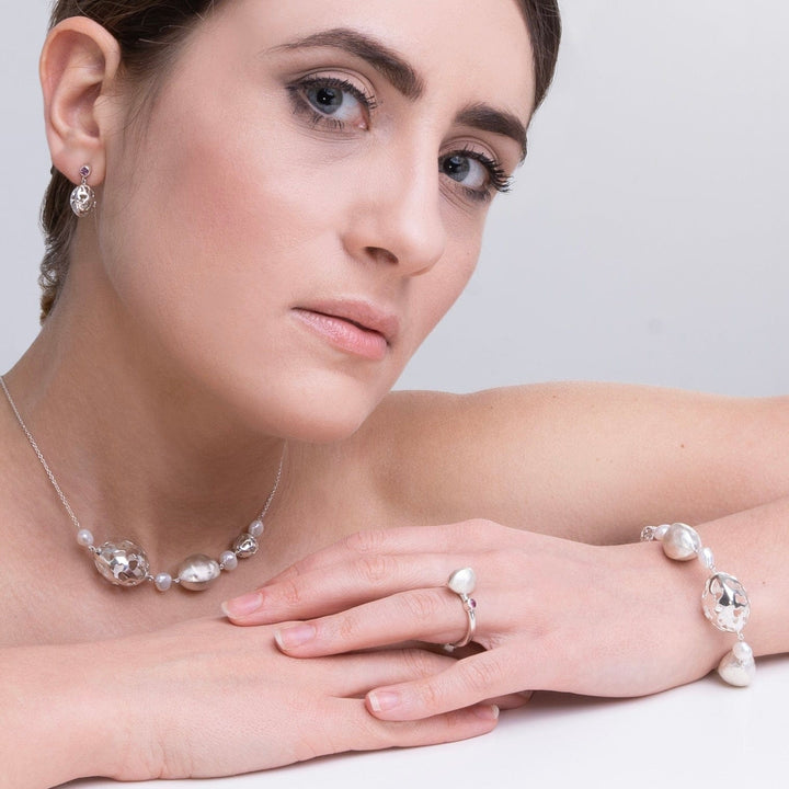 Serafino Bracelets Collier Bulbeux en argent sterling et perles