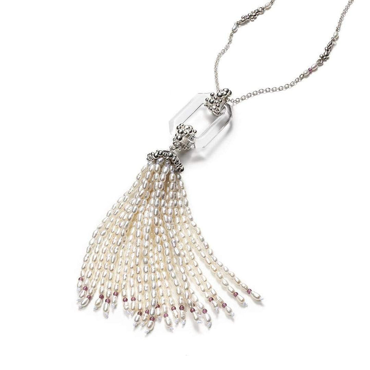 Serafino Colliers Collier en argent sterling, quartz, perles et grenat Posidonia