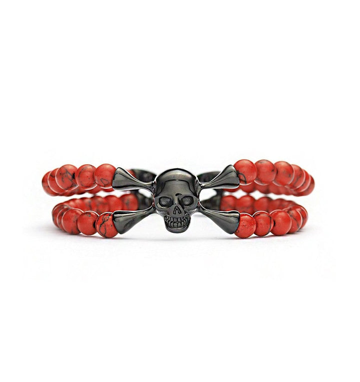 SkeletonHD Rouge Bracelet SpiderHD pierres et acier